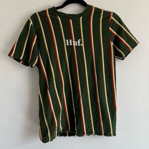 HUF green striped t-shirt with embroidered logo